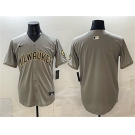 Men's Milwaukee Brewers Blank Gray Home Limited Stitched Jersey