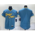 Men's Milwaukee Brewers Blank Number Blue 2022 City Connect Flex Base Stitched Jersey