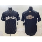 Men's Milwaukee Brewers Team Big Logo Black 'Gothic 414 Shadows Edition' Vapor Premier Limited Stitched Jersey