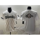 Men's Milwaukee Brewers Team Big Logo White 'Gothic 414 Shadows Edition' Vapor Premier Limited Stitched Jersey