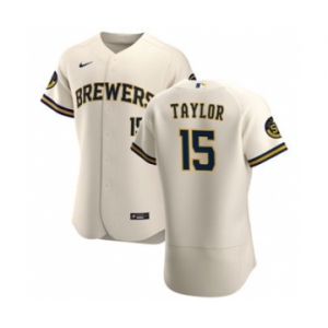Men's Nike Milwaukee Brewers #15 Tyrone Taylor Cream Home 2020 Authentic Player Baseball Jersey