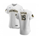 Men's Nike Milwaukee Brewers #15 Tyrone Taylor White Home 2020 Authentic Player Baseball Jersey