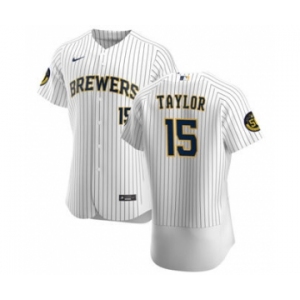 Men's Nike Milwaukee Brewers #15 Tyrone Taylor White Home 2020 Authentic Player Baseball Jersey