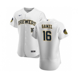 Men's Nike Milwaukee Brewers #16 Ben Gamel White Home 2020 Authentic Player Baseball Jersey