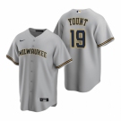 Men's Nike Milwaukee Brewers #19 Robin Yount Gray Road Stitched Baseball Jersey