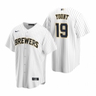 Men's Nike Milwaukee Brewers #19 Robin Yount White Alternate Stitched Baseball Jersey