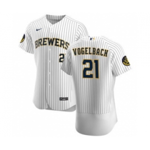 Men's Nike Milwaukee Brewers #21 Daniel Vogelbach White Home 2020 Authentic Player Baseball Jersey