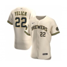 Men's Nike Milwaukee Brewers #22 Christian Yelich 2020 Cream Alternate Authentic Player Baseball Jersey