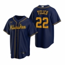 Men's Nike Milwaukee Brewers #22 Christian Yelich Navy Alternate Stitched Baseball Jersey