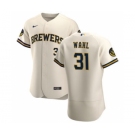 Men's Nike Milwaukee Brewers #31 Bobby Wahl Cream Home 2020 Authentic Player Baseball Jersey