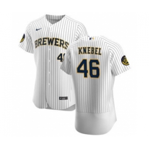 Men's Nike Milwaukee Brewers #46 Corey Knebel White Home 2020 Authentic Player Baseball Jersey
