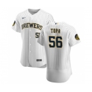 Men's Nike Milwaukee Brewers #56 Justin Topa White Home 2020 Authentic Player Baseball Jersey
