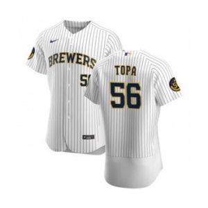 Men's Nike Milwaukee Brewers #56 Justin Topa White Home 2020 Authentic Player Baseball Jersey