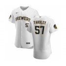 Men's Nike Milwaukee Brewers #57 Eric Yardley White Home 2020 Authentic Player Baseball Jersey