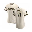 Men's Nike Milwaukee Brewers #71 Josh Hader Cream Home 2020 Authentic Player Baseball Jersey