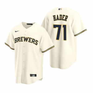 Men's Nike Milwaukee Brewers #71 Josh Hader Cream Home Stitched Baseball Jersey