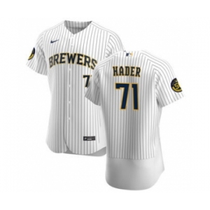 Men's Nike Milwaukee Brewers #71 Josh Hader White Home 2020 Authentic Player Baseball Jersey