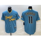 Milwaukee Brewers #11 Jackson Chourio Blue 2022 City Connect Cool Base Stitched Jersey