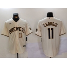 Milwaukee Brewers #11 Jackson Chourio Cream Stitched Cool Base Nike Jerseys