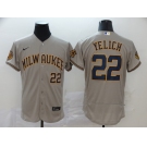 Nike Men's Milwaukee Brewers  #22 Christian Yelich Grey Alternate Flex Base Authentic Collection Baseball Jersey