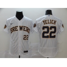 Nike Men's Milwaukee Brewers #22 Christian Yelich White Home Flex Base Authentic Collection Baseball Player Jersey