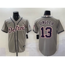 Men's Detroit Tigers #13 Dillon Dingler Gray Cool Base Stitched Baseball Jersey