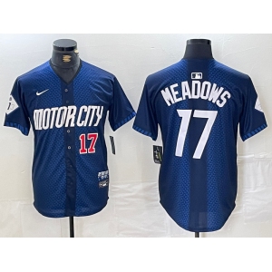 Men's Detroit Tigers #17 Parker Meadows Number Navy 2024 City Connect Cool Base Limited Stitched Jersey
