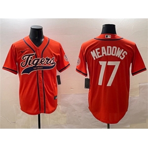 Men's Detroit Tigers #17 Parker Meadows Orange With Patch Cool Base Stitched Baseball Jersey
