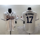 Men's Detroit Tigers #17 Parker Meadows White With Patch Cool Base Stitched Baseball Jersey