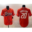 Men's Detroit Tigers #20 Spencer Torkelson Orange With Patch Cool Base Stitched Baseball Jersey