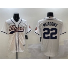 Men's Detroit Tigers #22 Parker Meadows White With Patch Cool Base Stitched Baseball Jersey