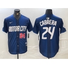 Men's Detroit Tigers #24 Miguel Cabrera Number Navy 2024 City Connect Cool Base Limited Stitched Jersey