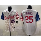 Men's Detroit Tigers #25 Gleyber Torres White 2025 Memorial Day Vapor Premier Limited Stitched Baseball Jersey