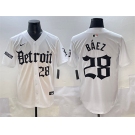 Men's Detroit Tigers #28 Javier Báez White 'Motor Gothic Edition' Vapor Premier Limited Stitched Baseball Jersey