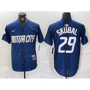 Men's Detroit Tigers #29 Tarik Skubal 2024 Navy City Connect Cool Base Limited Stitched Jersey