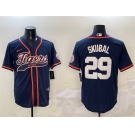 Men's Detroit Tigers #29 Tarik Skubal Navy With Patch Cool Base Stitched Baseball Jersey