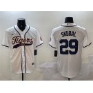 Men's Detroit Tigers #29 Tarik Skubal White With Patch Cool Base Stitched Baseball Jersey
