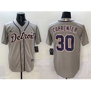 Men's Detroit Tigers #30 Kerry Carpenter Grey Cool Base Stitched Baseball Jersey