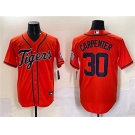 Men's Detroit Tigers #30 Kerry Carpenter Orange With Patch Cool Base Stitched Baseball Jersey