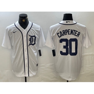 Men's Detroit Tigers #30 Kerry Carpenter White Cool Base Stitched Jersey