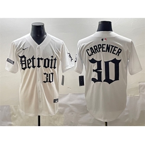 Men's Detroit Tigers #30 Kerry Carpenter White 'Motor Gothic Edition' Vapor Premier Limited Stitched Baseball Jersey