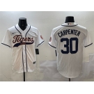 Men's Detroit Tigers #30 Kerry Carpenter White With Patch Cool Base Stitched Baseball Jersey