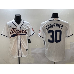 Men's Detroit Tigers #30 Kerry Carpenter White With Patch Cool Base Stitched Baseball Jersey