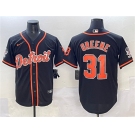 Men's Detroit Tigers #31 Riley Greene Black With Patch Cool Base Stitched Baseball Jersey