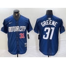 Men's Detroit Tigers #31 Riley Greene Number 2024 Navy City Connect Cool Base Limited Stitched Jersey