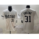 Men's Detroit Tigers #31 Riley Greene White 'Motor Gothic Edition' Vapor Premier Limited Stitched Baseball Jersey