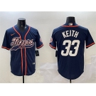 Men's Detroit Tigers #33 Colt Keith Navy With Patch Cool Base Stitched Baseball Jersey