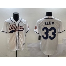 Men's Detroit Tigers #33 Colt Keith White With Patch Cool Base Stitched Baseball Jersey