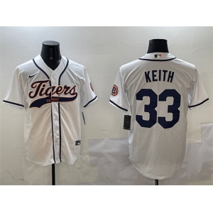 Men's Detroit Tigers #33 Colt Keith White With Patch Cool Base Stitched Baseball Jersey