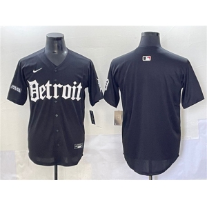 Men's Detroit Tigers Blank Black 'Motor Gothic Edition' Vapor Premier Limited Stitched Baseball Jersey